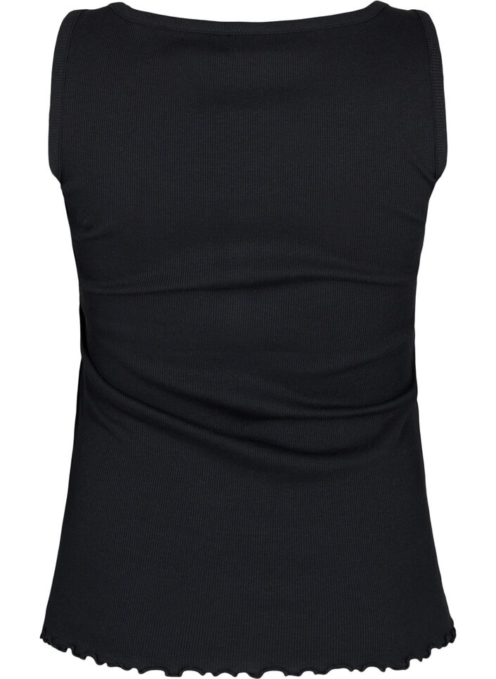 Rib tanktop med knapper, Black, Packshot image number 1