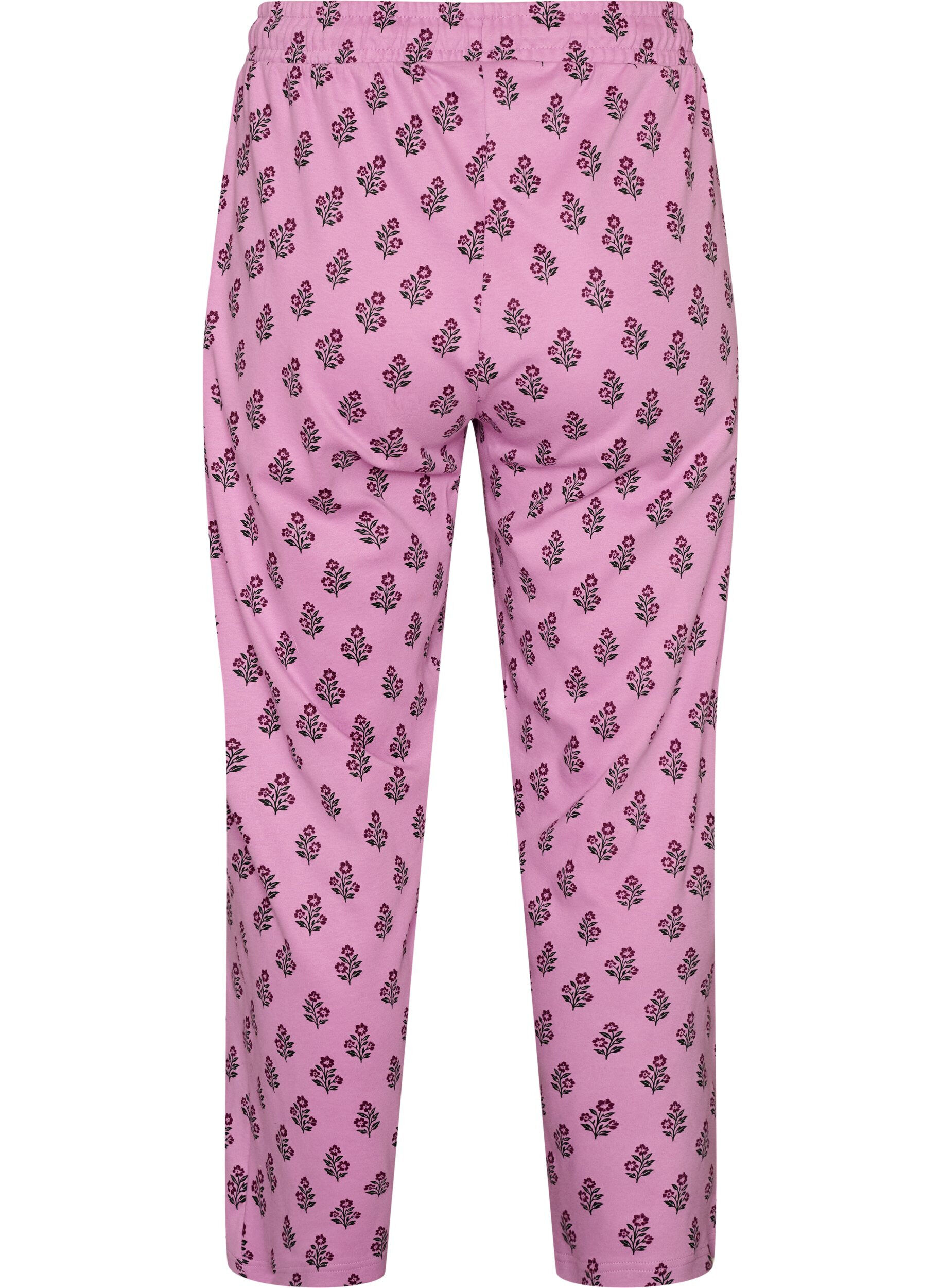 ZizziPyjamasbukser i bomuld med h&oslash;j talje, Lyser&oslash;d, Packshot image number 1