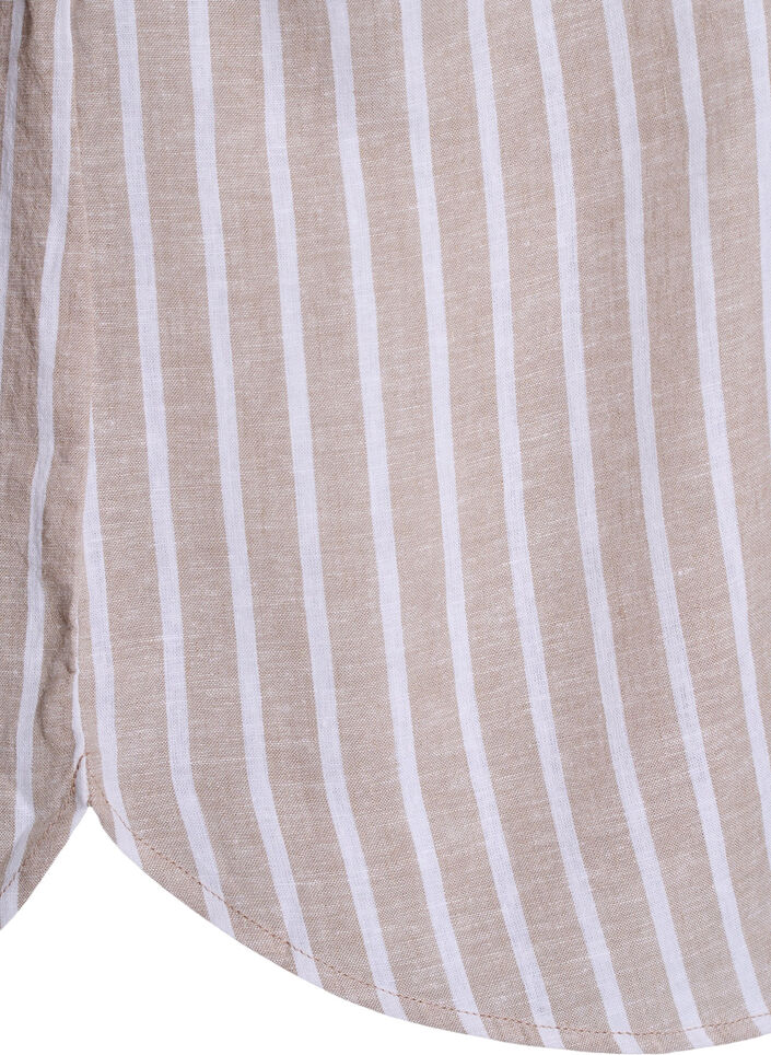 Skjorte i h&oslash;r og viskose med 3/4-&aelig;rmer, Beige, Packshot image number 3