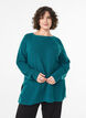 Strikbluse med diagonalt m&oslash;nster og raglan&aelig;rmer, Gr&oslash;n, Model image number 0