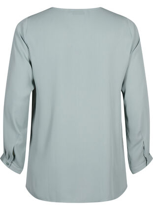 Ensfarvet skjorte med v-udskæring, Chinois Green, Packshot image number 1