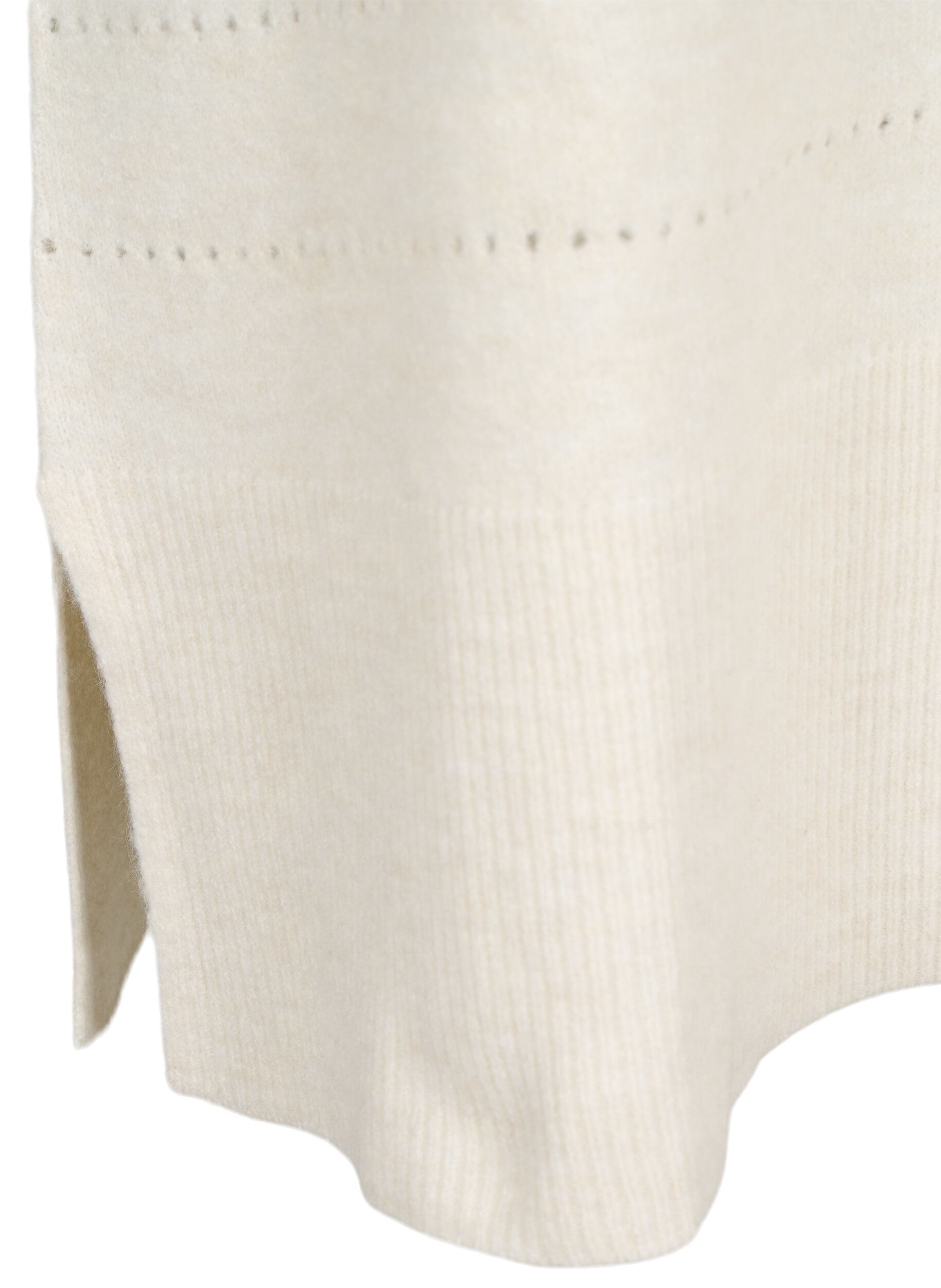 Zizzi Strikkjole med slids og hulm&oslash;nster, Birch Mel., Packshot image number 3