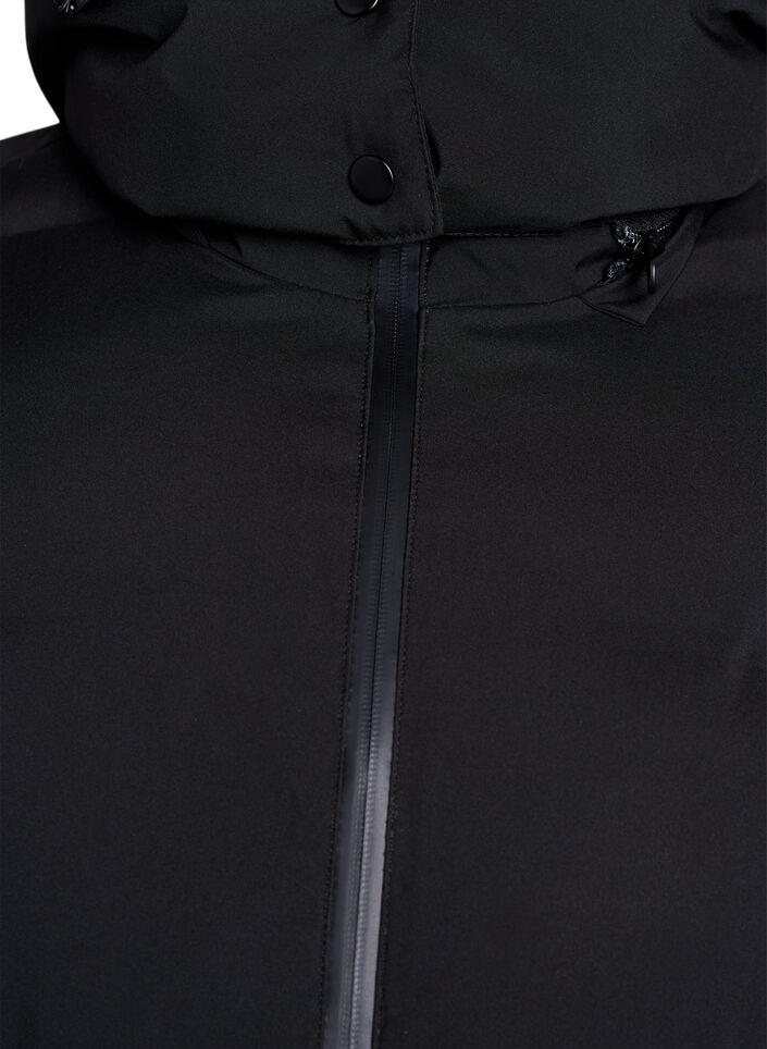 Kort pufferjakke med aftagelig h&aelig;tte, Sort, Packshot image number 2