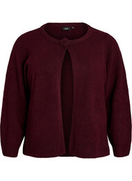 Strikket cardigan med blomsterdetalje, M&oslash;rk Bordeaux