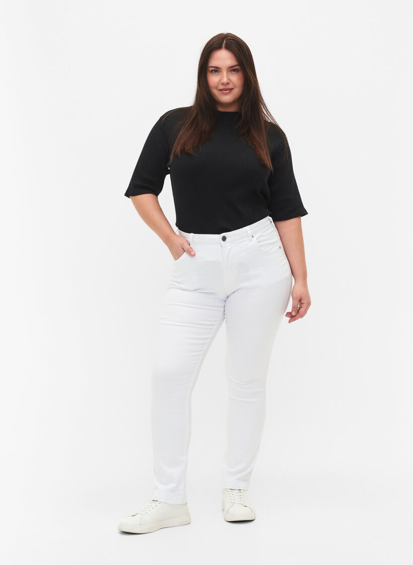 Slim fit Emily jeans med regul&aelig;r talje, Hvid, Model image number 0