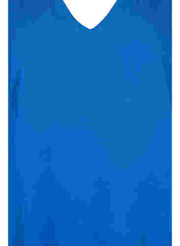Kortærmet viskosekjole med v-hals, Classic Blue, Packshot image number 2