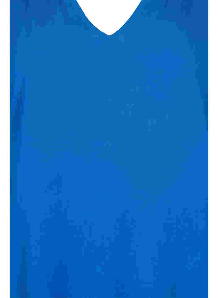 Kortærmet viskosekjole med v-hals, Classic Blue, Packshot image number 2