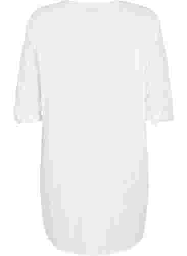 Stribet tunika med v-hals og knapper, Lavender Stripe, Packshot image number 1