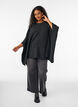 Strikket poncho med rund hals, Gr&aring;, Model image number 1