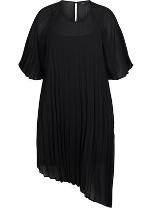 Kjole med 2/4 ærmer og a-shape, Black, Packshot image number 0