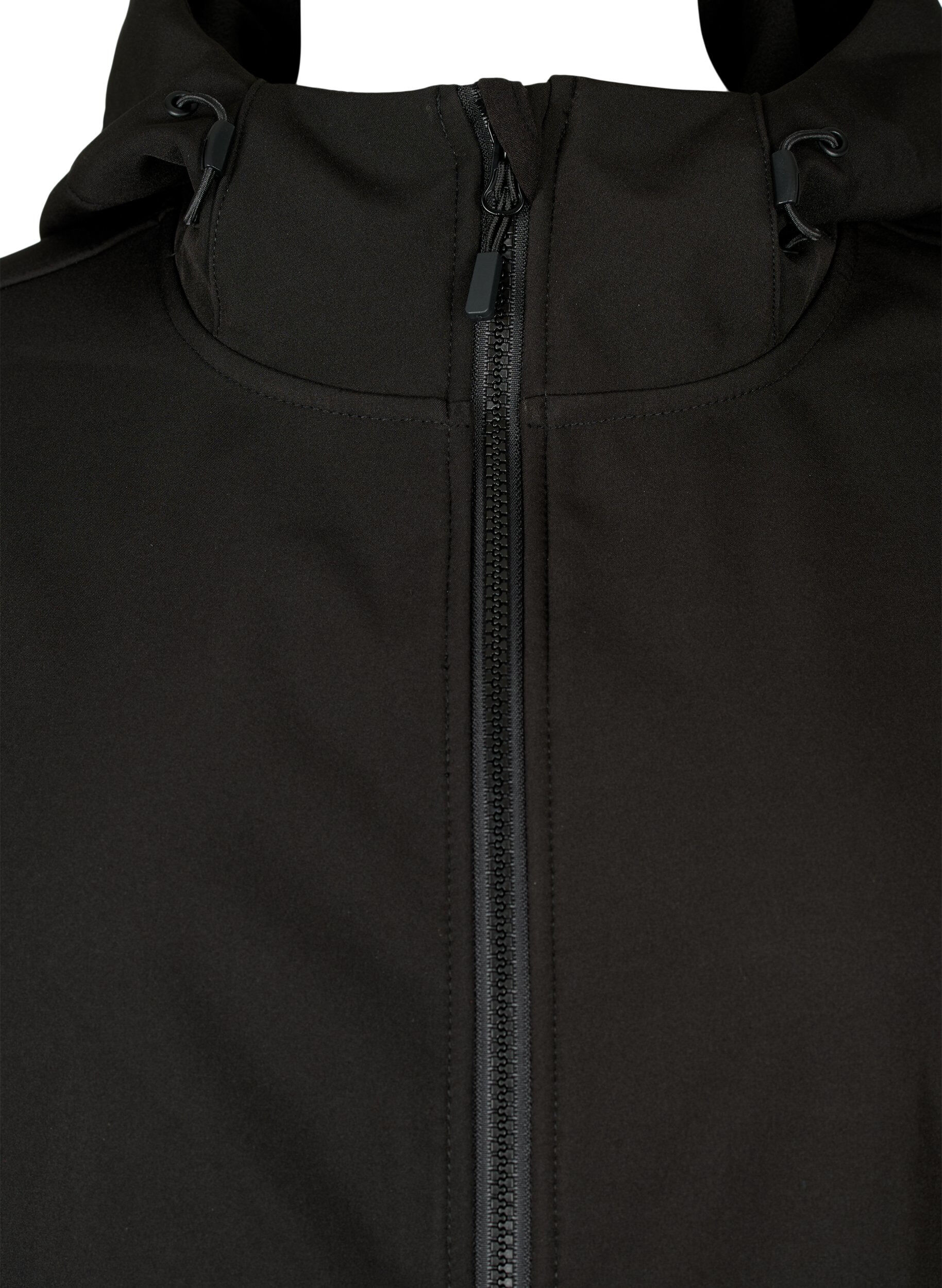 Zizzi Kort softshell jakke med lommer, Black, Packshot image number 2