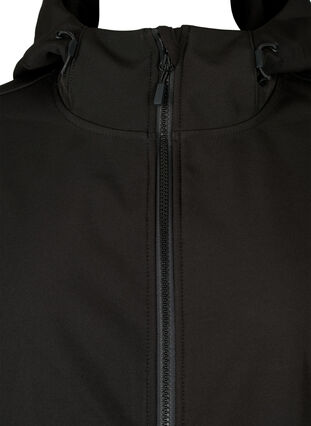 Kort softshell jakke med lommer, Black, Packshot image number 2