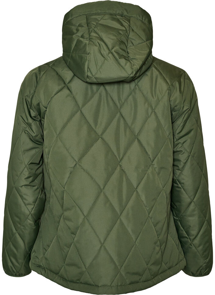 Let vatteret jakke med diamantquilt, Gr&oslash;n, Packshot image number 1