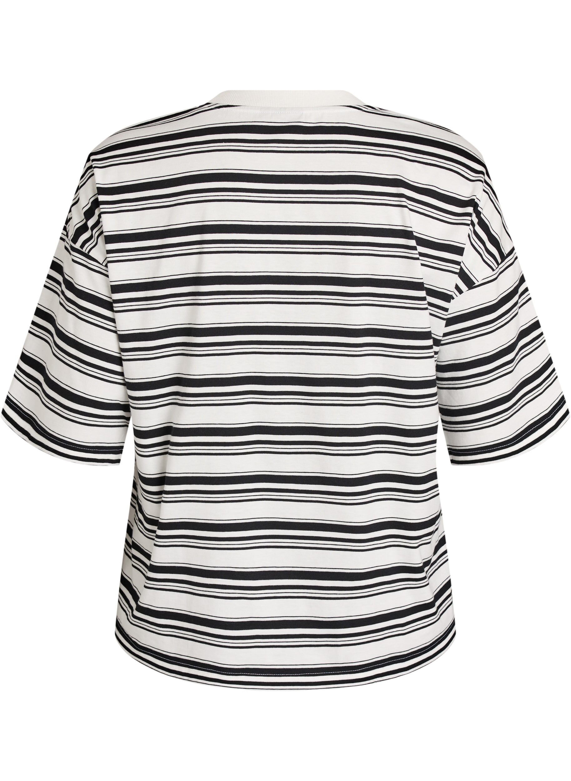 ZizziBoxy T-shirt med stribet m&oslash;nster, Sort, Packshot image number 1