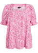 Viskosebluse med paisleyprint og firkantet udsk&aelig;ring, Lyser&oslash;d, Packshot image number 0