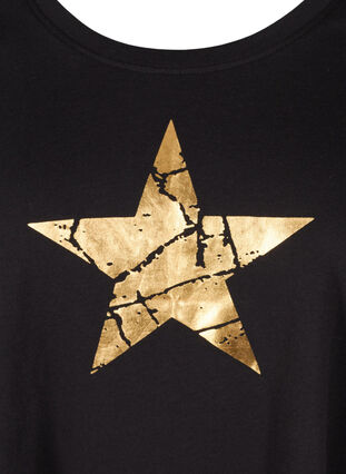 Kortærmet bomulds t-shirt med a-form, Black STAR, Packshot image number 2