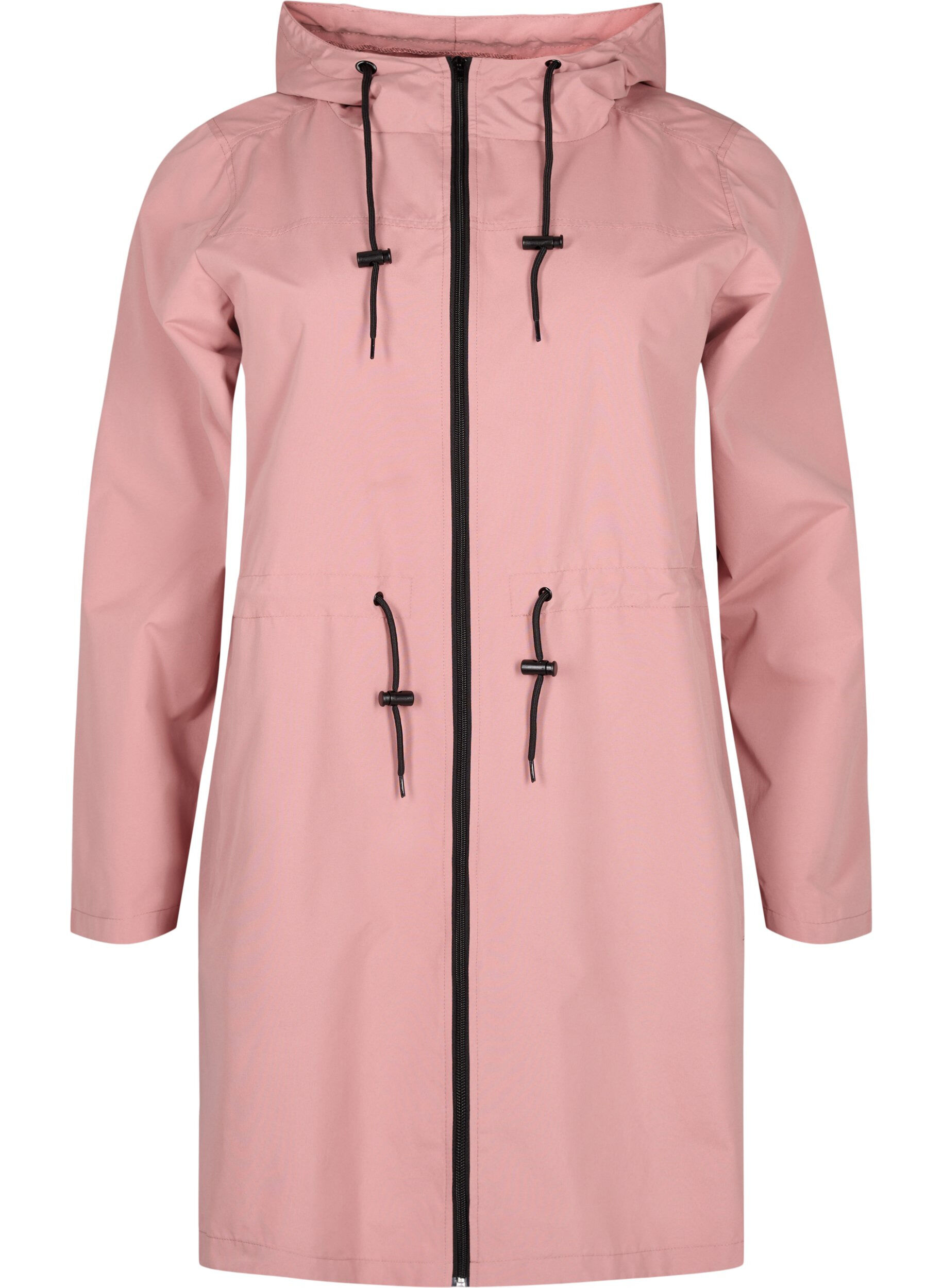 Zizzi FLASH - Vandafvisende parka med h&aelig;tte, Ash Rose, Packshot image number 0