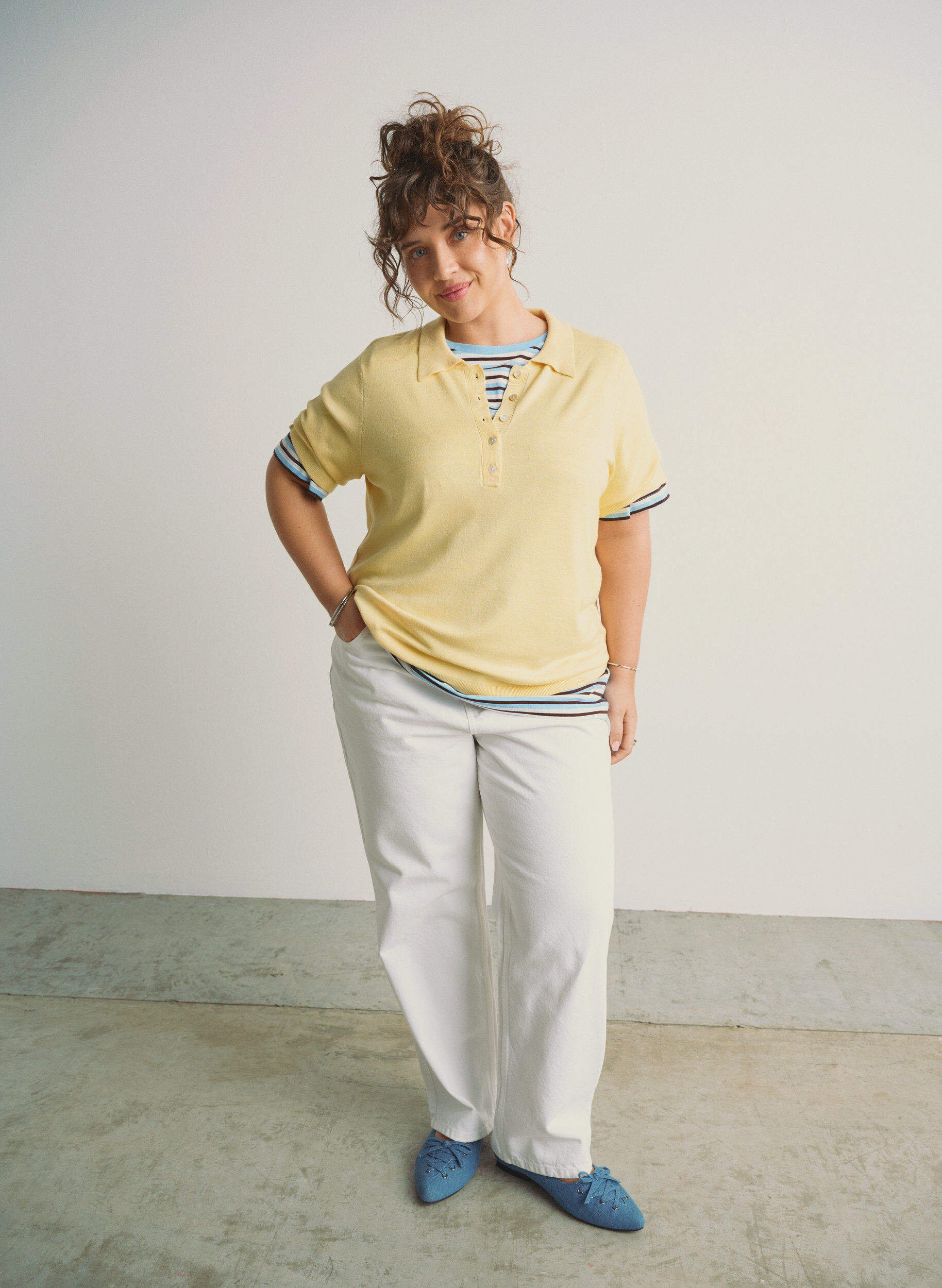 Zizzi Straight fit jeans med bindeb&aring;nd, Hvid, Image image number 0