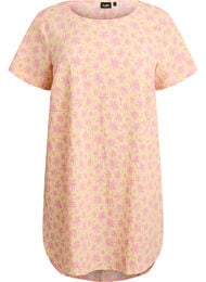 Kort kjole med kr&oslash;llet struktur og korte &aelig;rmer, Gul