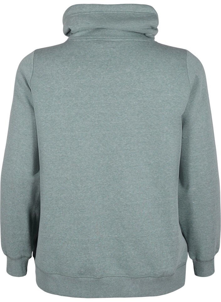 FLASH - Sweatshirt med høj krave, Balsam Green Melange, Packshot image number 1