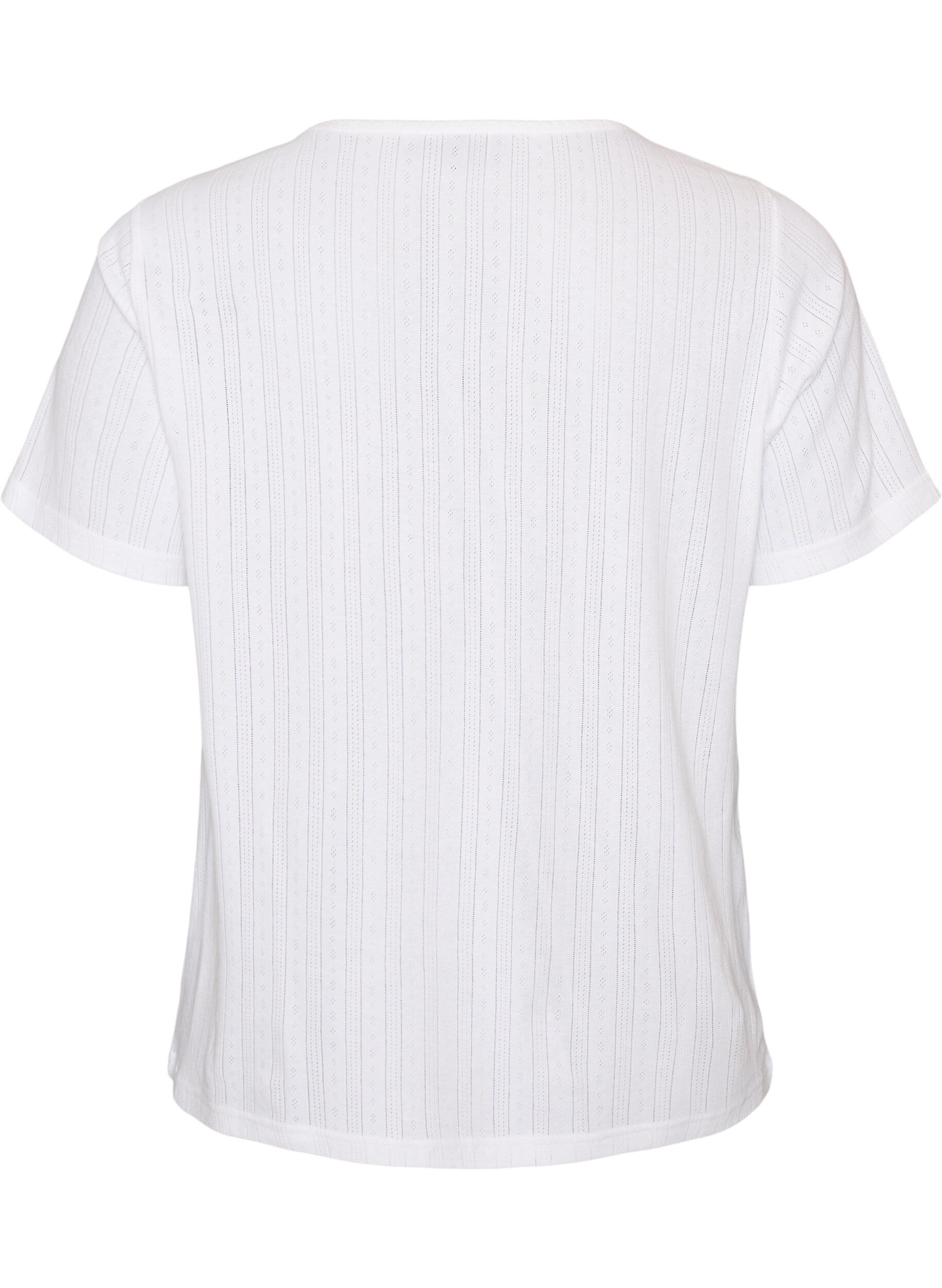 ZizziNatbluse i &oslash;kologisk bomuld med hulm&oslash;nster, Hvid, Packshot image number 1