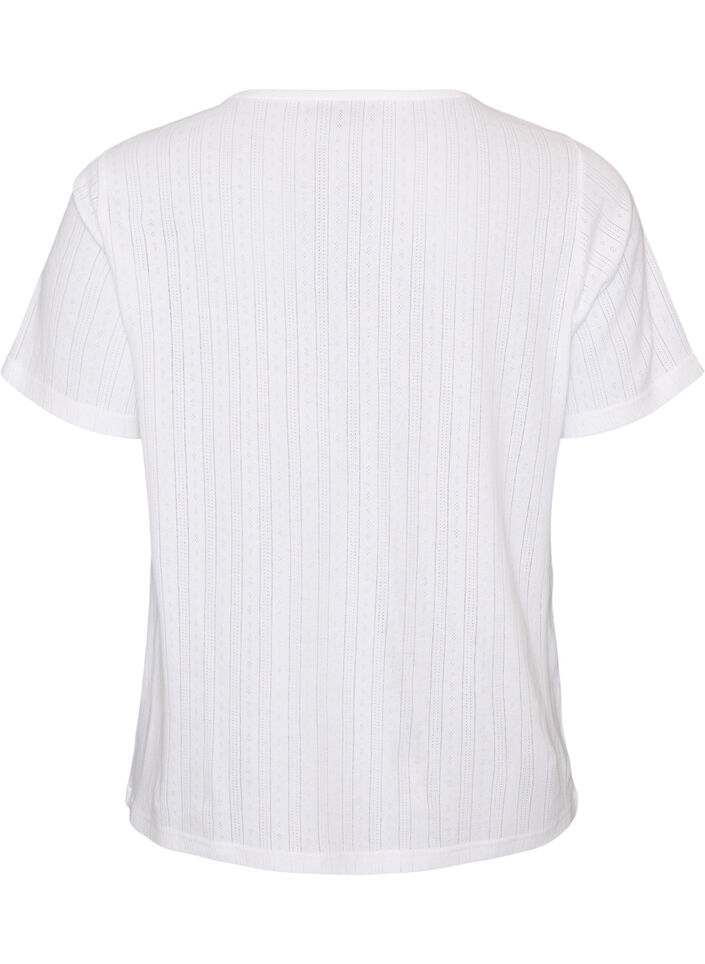 Natbluse i &oslash;kologisk bomuld med hulm&oslash;nster, Hvid, Packshot image number 1