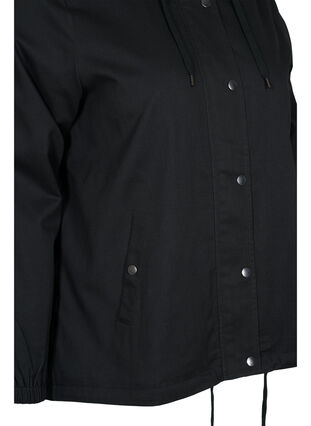 Kort parka jakke med hætte og justerbar bund, Black, Packshot image number 3