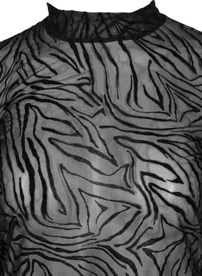 Meshbluse med mønster, Black Tiger AOP, Packshot image number 2