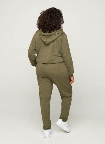 Melerede sweatpants med lommer, Ivy green Melange, Model image number 0