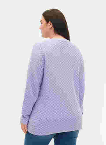 Mønstret strikbluse med v-hals, Lavender, Model image number 1