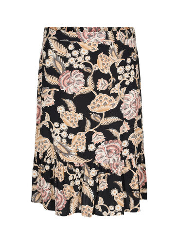Printet viskose nederdel med flæsekant, Paisley Flower, Packshot image number 0