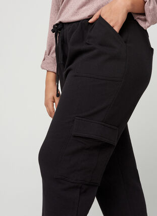 Bukser i bomuldsmix, Black Washed , Model image number 1