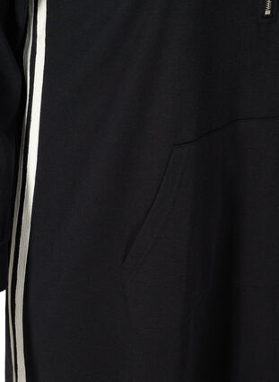 Lang sweatkjole med hætte og lomme, Black, Packshot image number 3