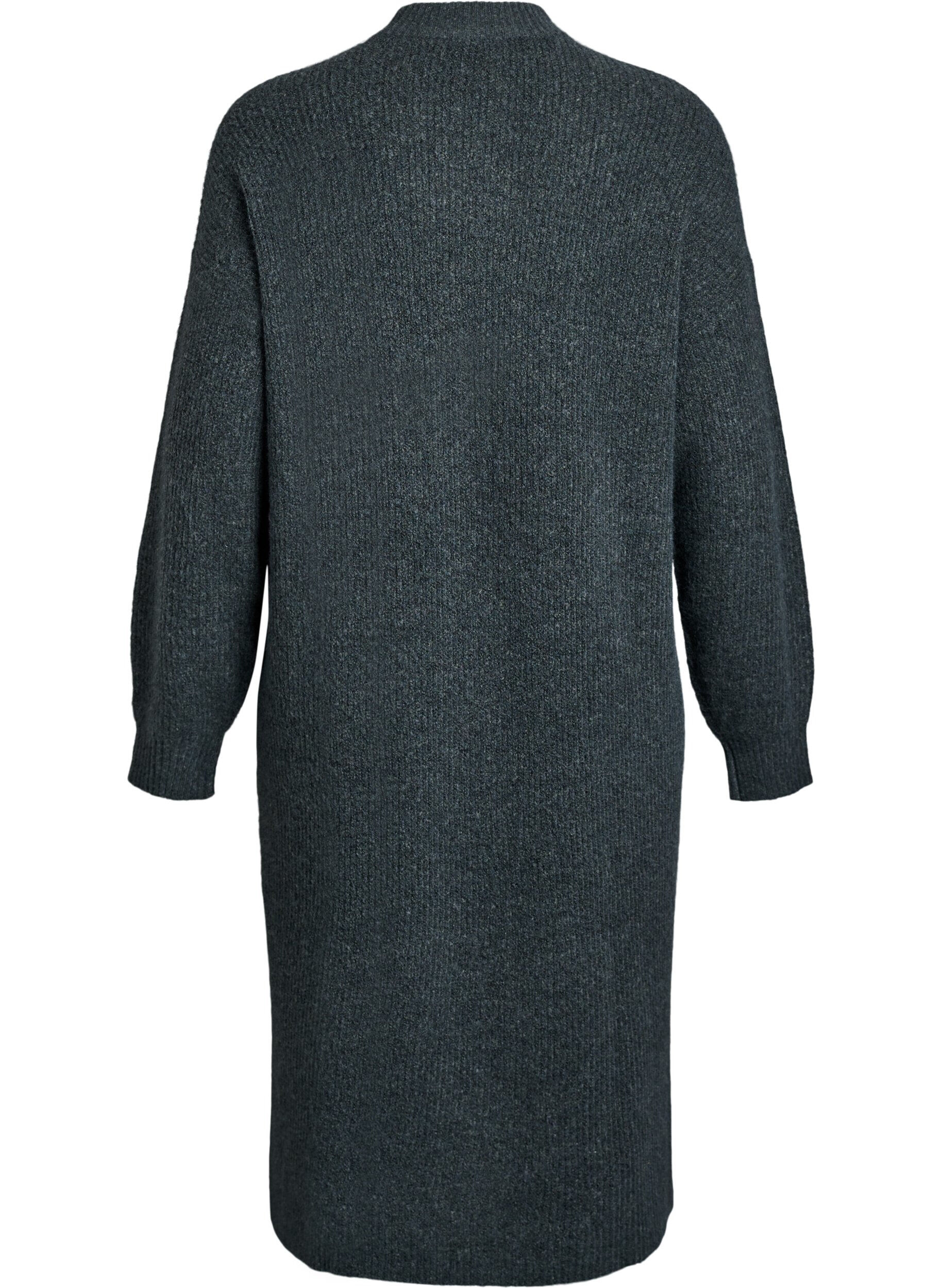 Zizzi Lang strikkjole med h&oslash;j hals, Gr&oslash;n, Packshot image number 1