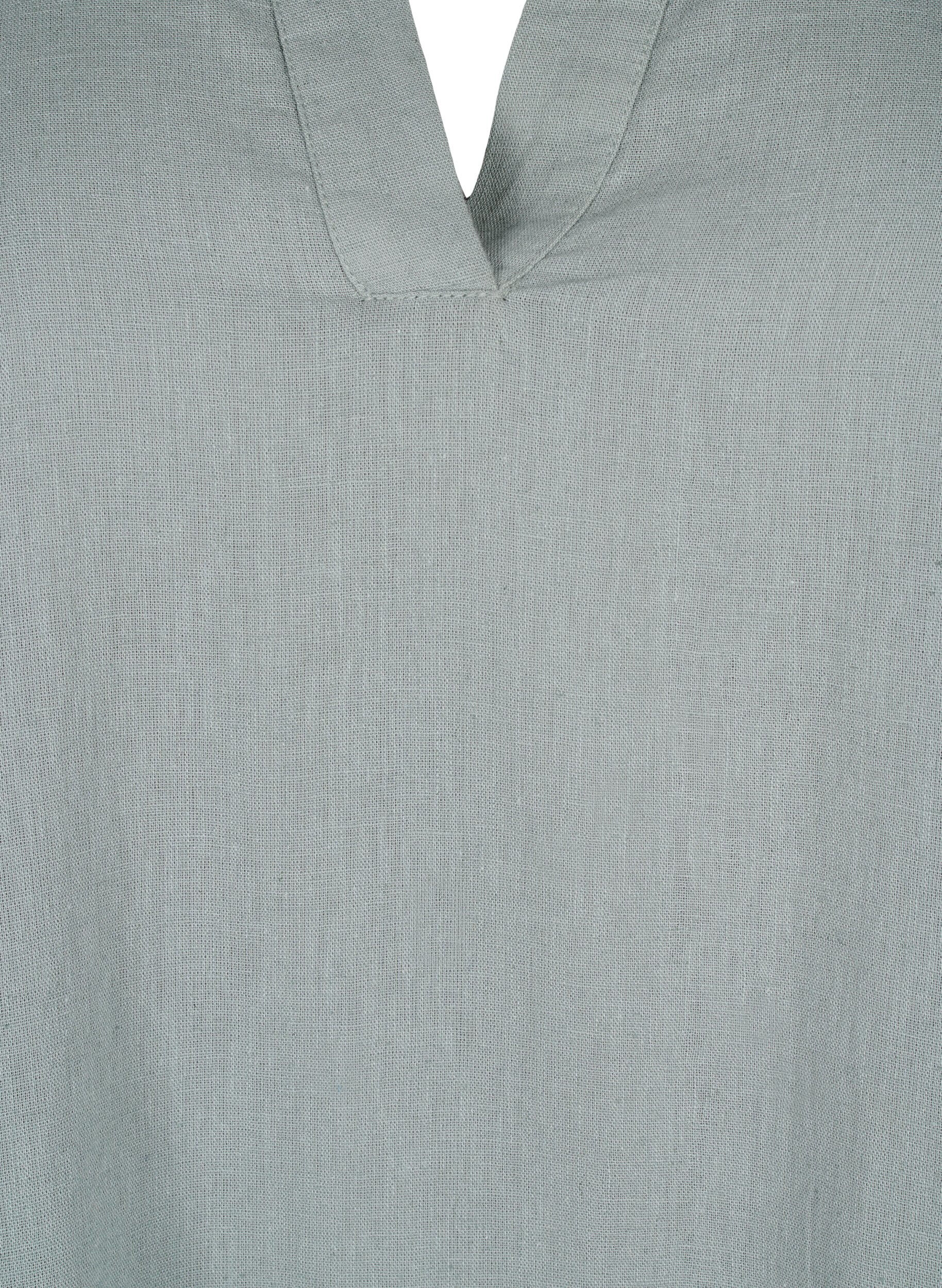 Zizzi V-hals kjole i bomuld og h&oslash;r, Chinois Green, Packshot image number 2