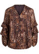 Bluse med dyreprint og flæsedetaljer, Brun, Packshot image number 0