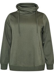 Sweatshirt med h&oslash;j krave og lommer, Gr&oslash;n