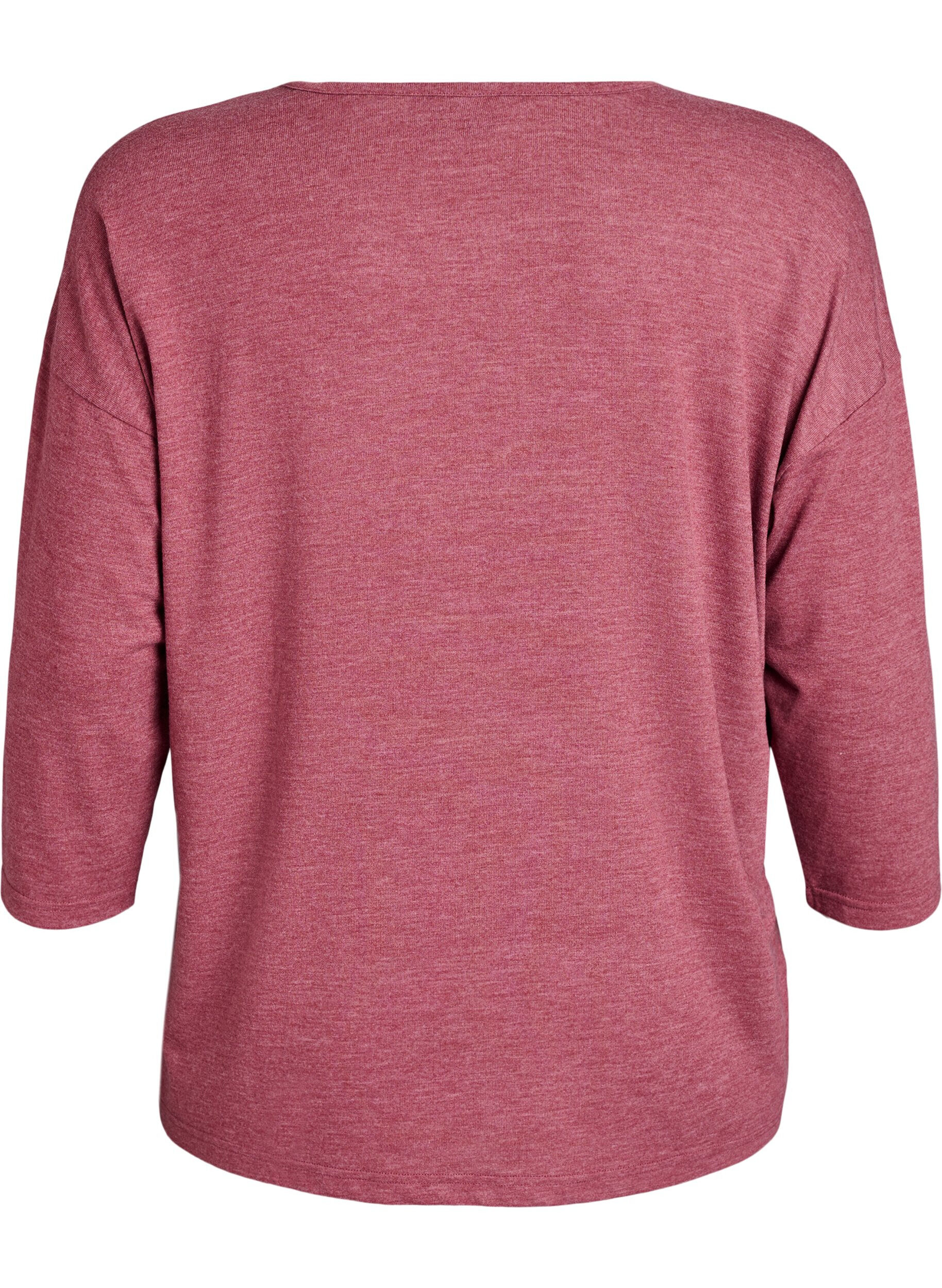 Zizzi Jerseybluse med 3/4 &aelig;rmer, Lyser&oslash;d, Packshot image number 1
