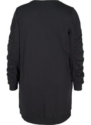 Sweatkjole med lommer og draperede ærmer, Black, Packshot image number 1