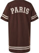 Kort t-shirtkjole med sporty detaljer, Brun, Packshot image number 1