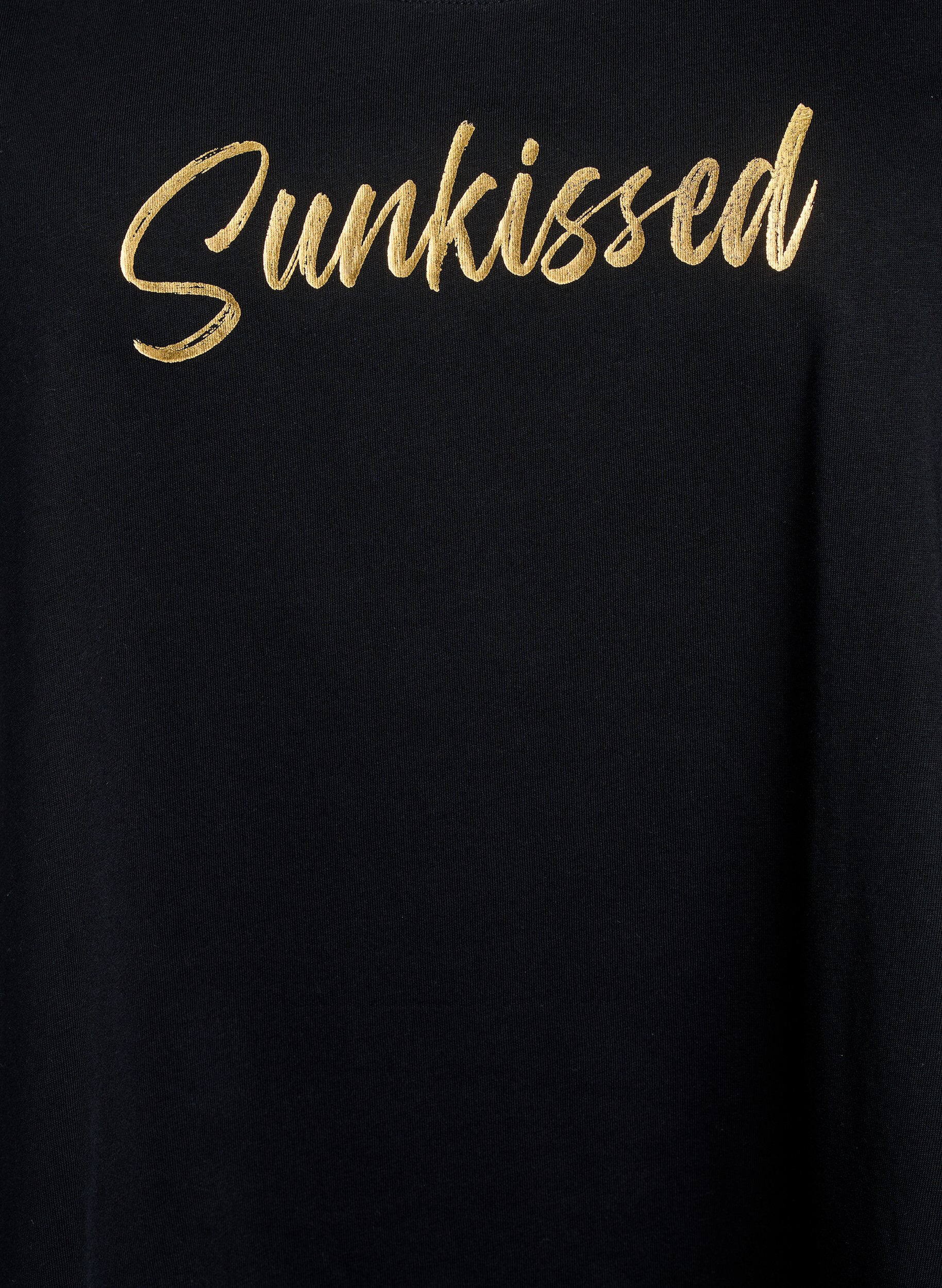 Zizzi Bomuldstop med a-form, Sort, Packshot image number 2