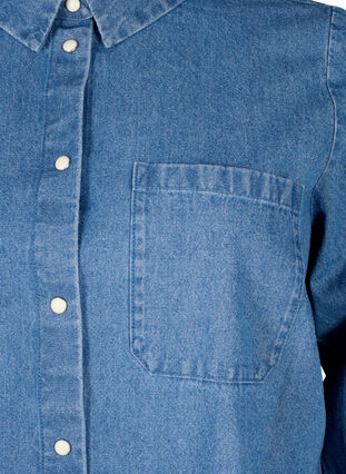 Langærmet denimskjorte med brystlomme, Light Blue Denim, Packshot image number 2