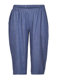 3/4 bukser med elastik, Blue denim