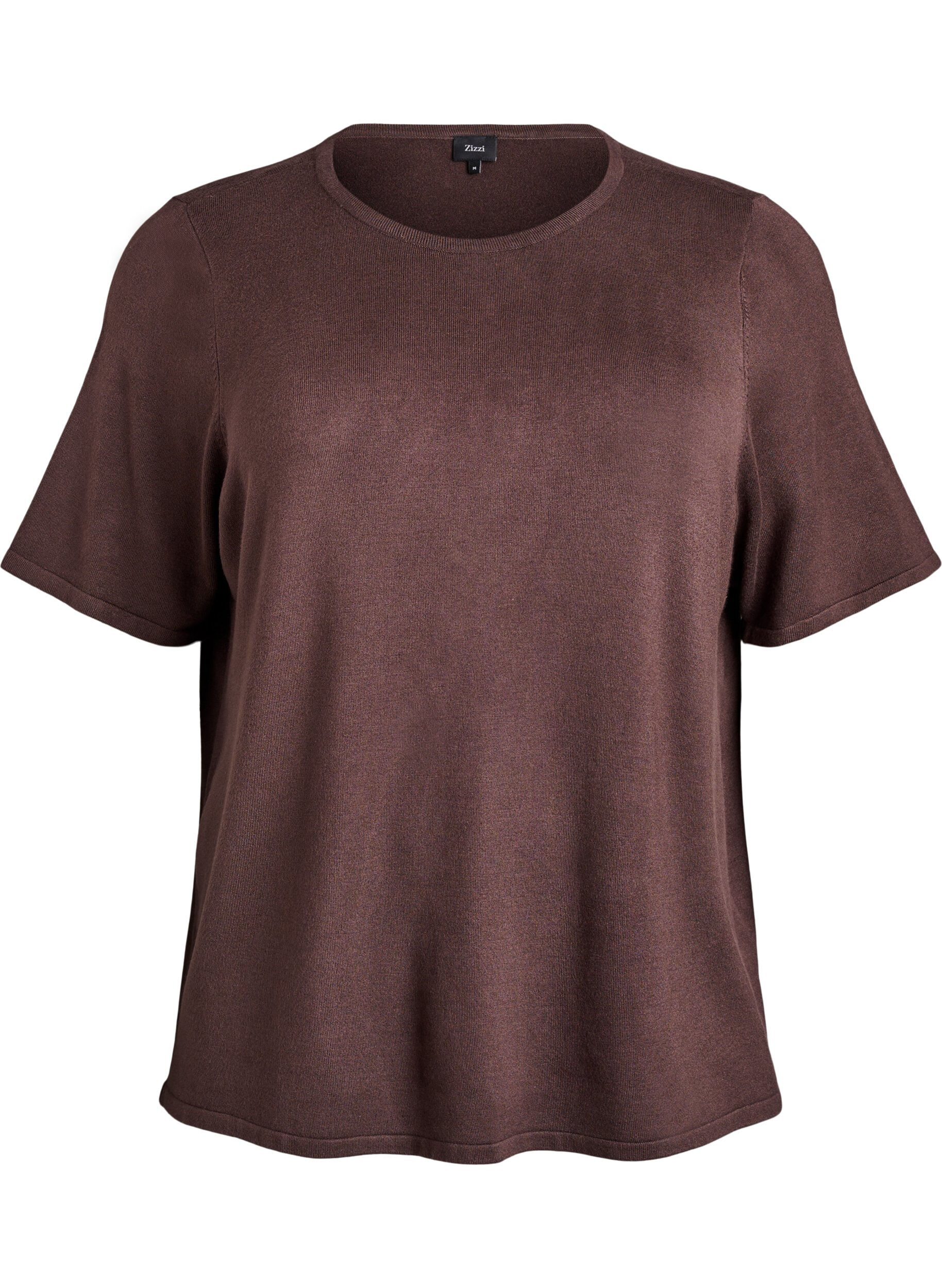 Kort&aelig;rmet strikbluse i viskose