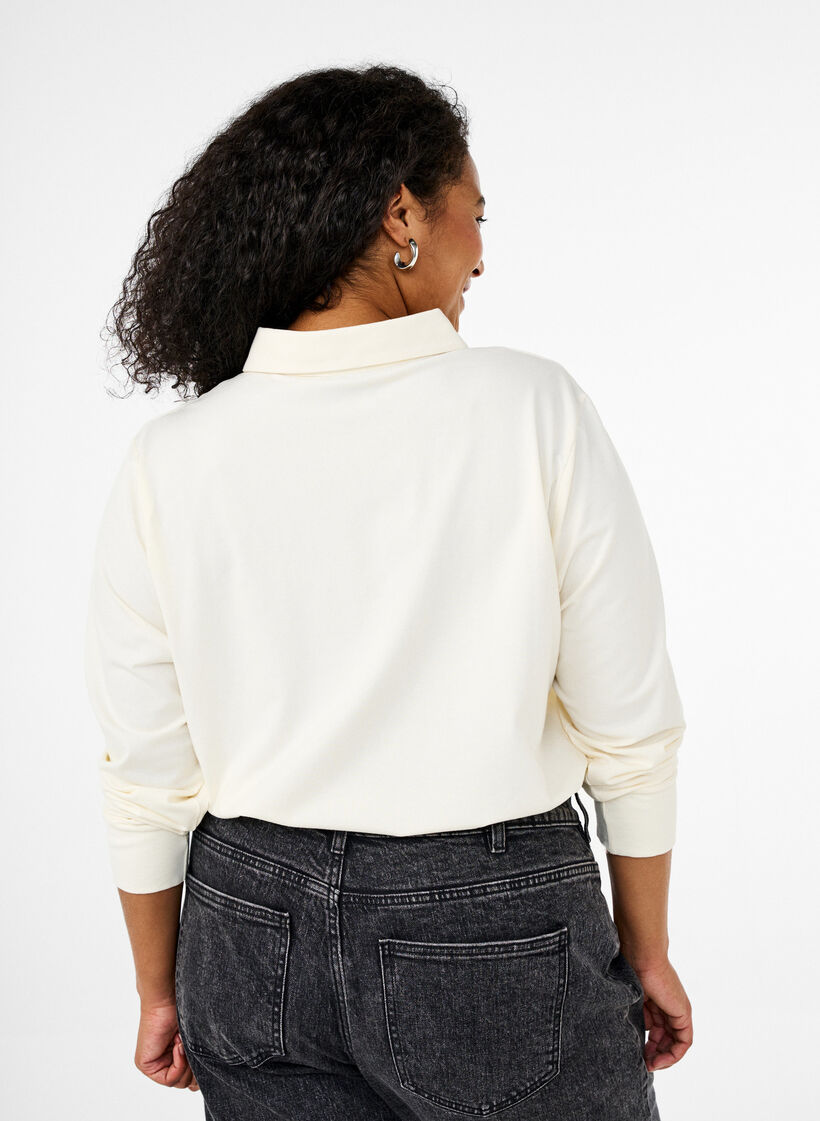 Langærmet poloshirt, Vanilla, Model image number 2
