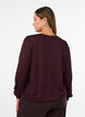 Bluse med lodret struktur og glittertr&aring;d, R&oslash;d, Model image number 2