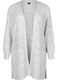 Langærmet strikcardigan, Light Grey Melange