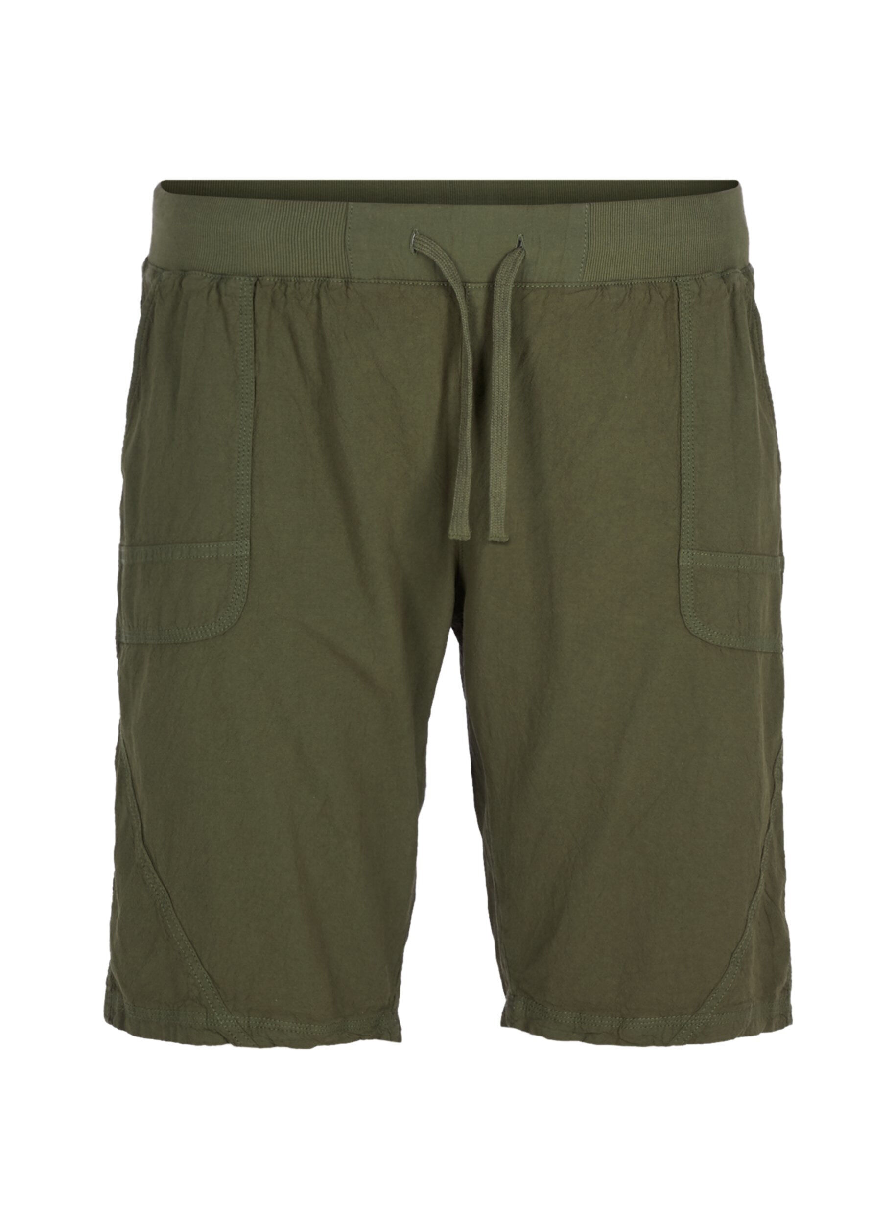 ZizziL&oslash;se shorts i bomuld med lommer, Gr&oslash;n, Packshot image number 0