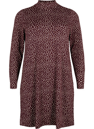 FLASH - Langærmet kjole med turtleneck, Fudge Dot, Packshot image number 0
