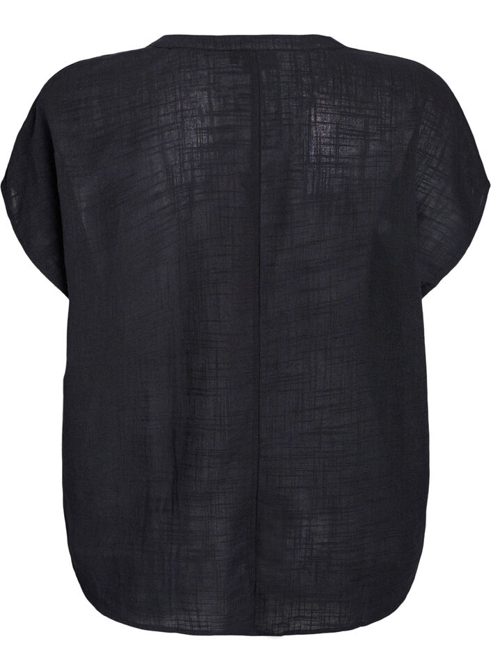 FLASH - Løs bluse med cap ærmer, Sort, Packshot image number 1